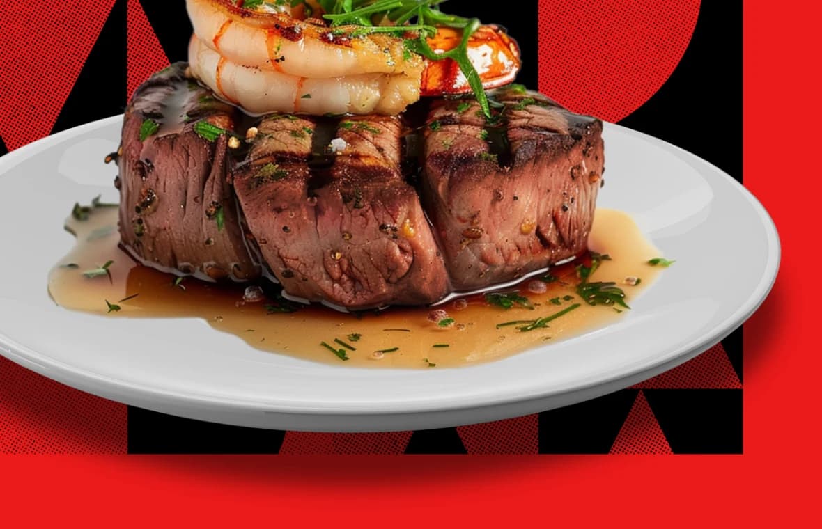 Grilled steak with shrimp